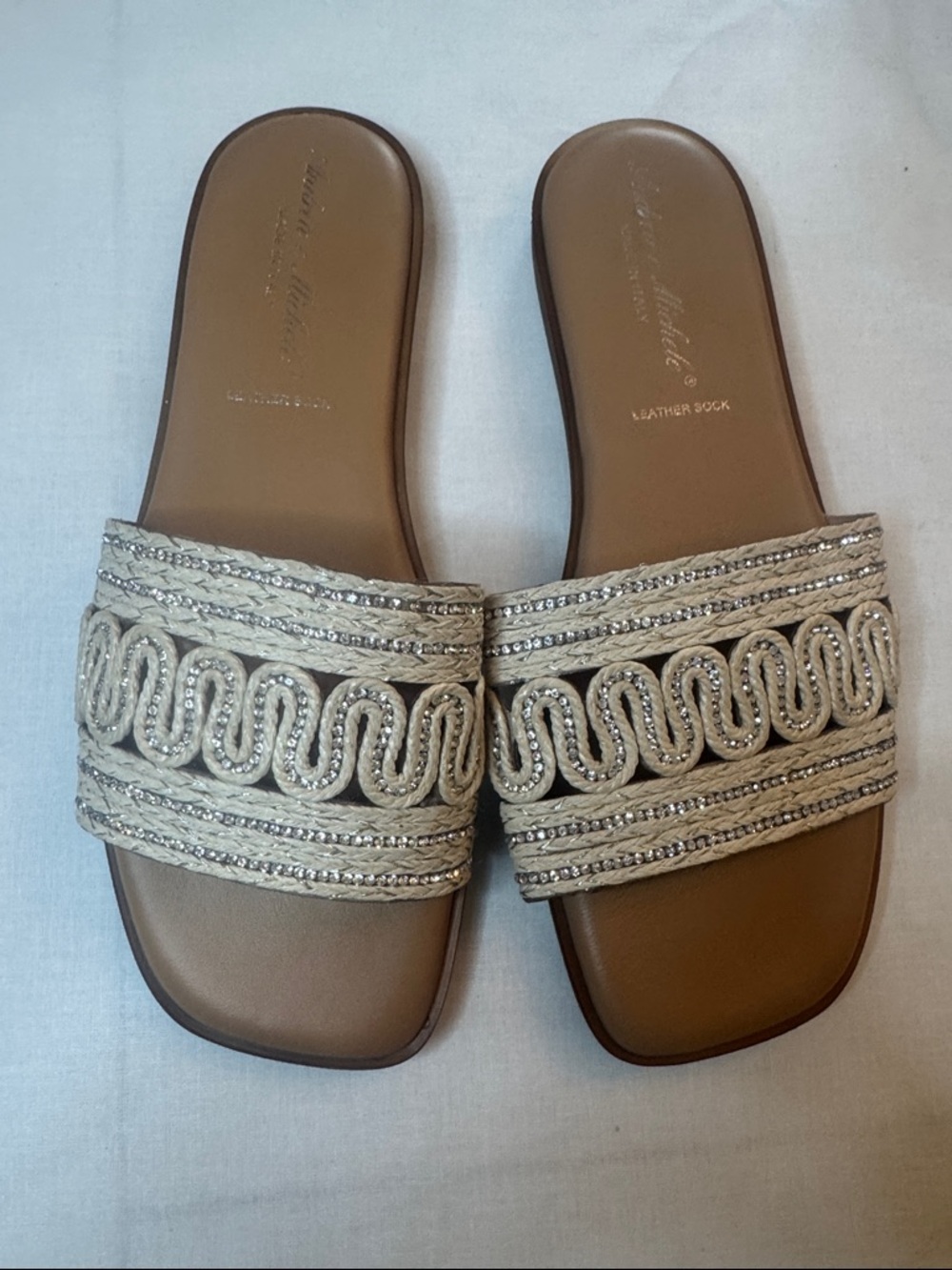 Andrea & Michele Slide Sandal Rhinestone Formal Dressy Womens Shoe Size 7.5